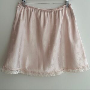 VINTAGE Linda for Eaton Short Half Slip Blush Pink Lace Trim Ballerina Jacquard